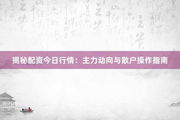 揭秘配资今日行情：主力动向与散户操作指南