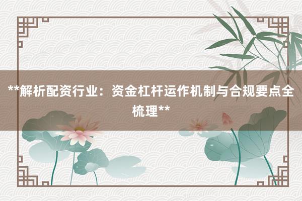 **解析配资行业：资金杠杆运作机制与合规要点全梳理**