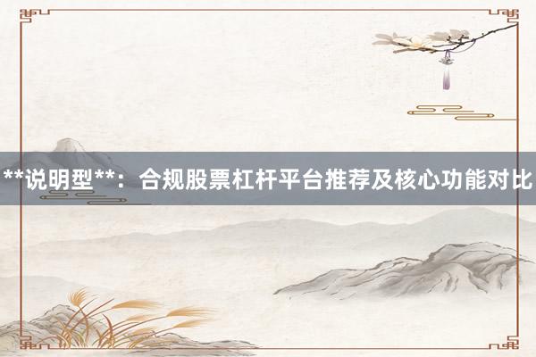 **说明型**：合规股票杠杆平台推荐及核心功能对比