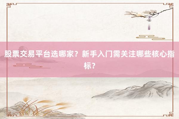 股票交易平台选哪家？新手入门需关注哪些核心指标？